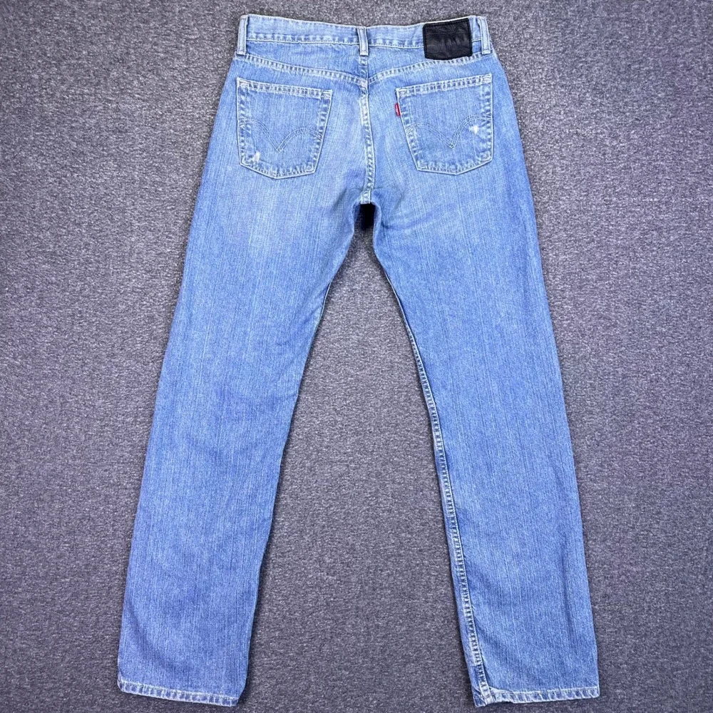 Levis 514 Slim Straight Mens 32x33 Blue Distressed Casual Rugged Denim Jeans